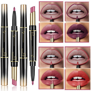 Pudaier Double Ended Matte Lipstick Wateproof Long Lasting Lipsticks Brand Lip Makeup Cosmetics Nude Dark Red Lips Liner Pencil