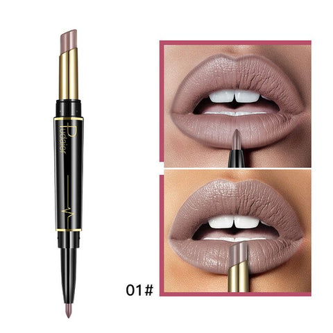 Pudaier Double Ended Matte Lipstick Wateproof Long Lasting Lipsticks Brand Lip Makeup Cosmetics Nude Dark Red Lips Liner Pencil