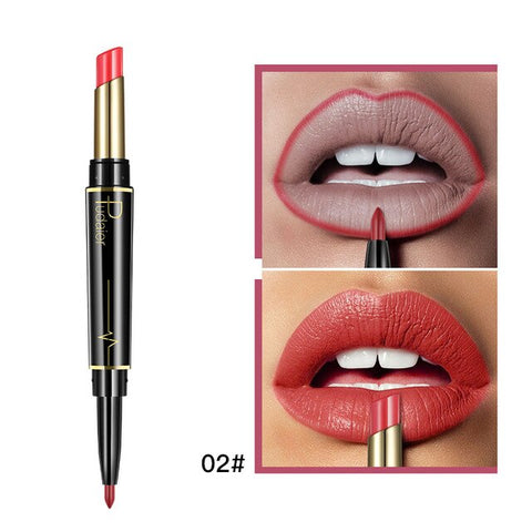 Pudaier Double Ended Matte Lipstick Wateproof Long Lasting Lipsticks Brand Lip Makeup Cosmetics Nude Dark Red Lips Liner Pencil