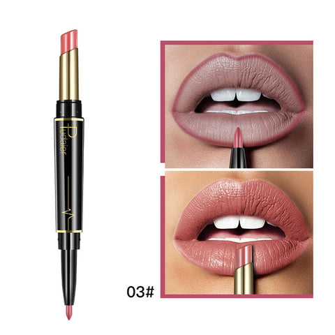 Pudaier Double Ended Matte Lipstick Wateproof Long Lasting Lipsticks Brand Lip Makeup Cosmetics Nude Dark Red Lips Liner Pencil