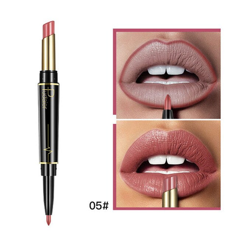 Pudaier Double Ended Matte Lipstick Wateproof Long Lasting Lipsticks Brand Lip Makeup Cosmetics Nude Dark Red Lips Liner Pencil