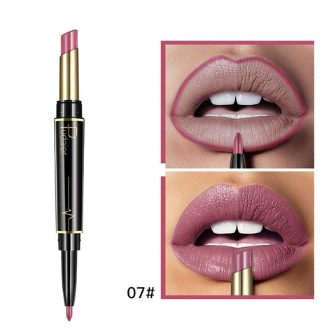 Pudaier Double Ended Matte Lipstick Wateproof Long Lasting Lipsticks Brand Lip Makeup Cosmetics Nude Dark Red Lips Liner Pencil