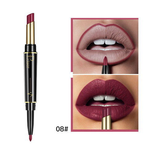 Pudaier Double Ended Matte Lipstick Wateproof Long Lasting Lipsticks Brand Lip Makeup Cosmetics Nude Dark Red Lips Liner Pencil