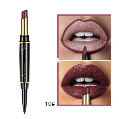 Pudaier Double Ended Matte Lipstick Wateproof Long Lasting Lipsticks Brand Lip Makeup Cosmetics Nude Dark Red Lips Liner Pencil