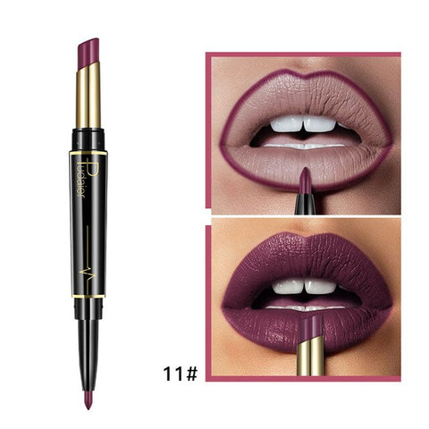 Pudaier Double Ended Matte Lipstick Wateproof Long Lasting Lipsticks Brand Lip Makeup Cosmetics Nude Dark Red Lips Liner Pencil