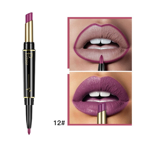 Pudaier Double Ended Matte Lipstick Wateproof Long Lasting Lipsticks Brand Lip Makeup Cosmetics Nude Dark Red Lips Liner Pencil