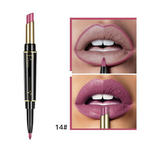 Pudaier Double Ended Matte Lipstick Wateproof Long Lasting Lipsticks Brand Lip Makeup Cosmetics Nude Dark Red Lips Liner Pencil