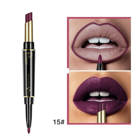 Pudaier Double Ended Matte Lipstick Wateproof Long Lasting Lipsticks Brand Lip Makeup Cosmetics Nude Dark Red Lips Liner Pencil