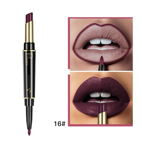 Pudaier Double Ended Matte Lipstick Wateproof Long Lasting Lipsticks Brand Lip Makeup Cosmetics Nude Dark Red Lips Liner Pencil