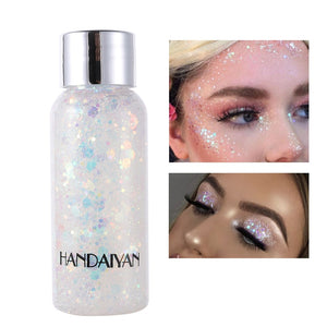 HANDAIYAN Holographic Mermaid Glitter Eyeshadow Gel Body Face Eye Liquid Loose Sequins Pigment Makeup Cream Party Festival Paste