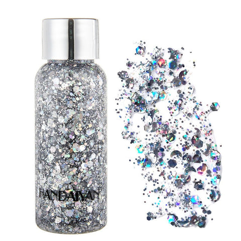 HANDAIYAN Holographic Mermaid Glitter Eyeshadow Gel Body Face Eye Liquid Loose Sequins Pigment Makeup Cream Party Festival Paste