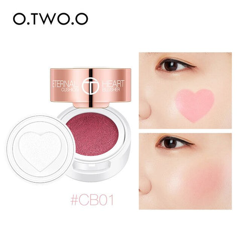 O.TWO.O Blusher Air Cushion Makeup Blusher Cheek Face Contour Blusher Heart Shape Natural Long Lasting Face Makeup Cosmetic