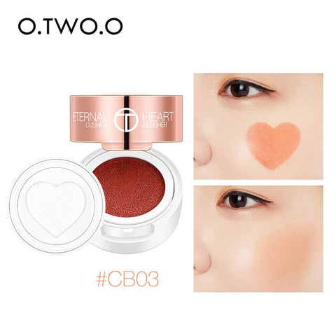 O.TWO.O Blusher Air Cushion Makeup Blusher Cheek Face Contour Blusher Heart Shape Natural Long Lasting Face Makeup Cosmetic