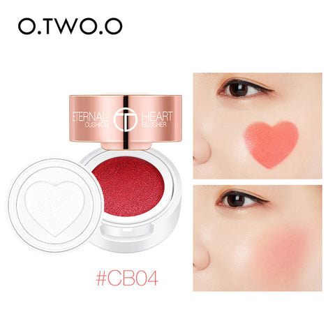 O.TWO.O Blusher Air Cushion Makeup Blusher Cheek Face Contour Blusher Heart Shape Natural Long Lasting Face Makeup Cosmetic