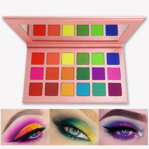 Summer Colorful Eyeshadow Palette Matte 18 Colors Shimmer Blendable Bright Eye Shadow Pallete Silky Powder Pigmented Makeup Kit