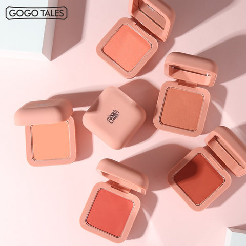 GoGo Tales Natural Blush Baked Cheek Face Blusher Texture Matte Face Base 6 Colors Mineral Blusher Palette Blush Nude Makeup