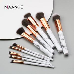 MAANGE Pro 10 Pcs professional makeup brush Set tools Powder Foundation Eyeshadow Lip Eyeliner Blush Marble Face Makeup Brushes