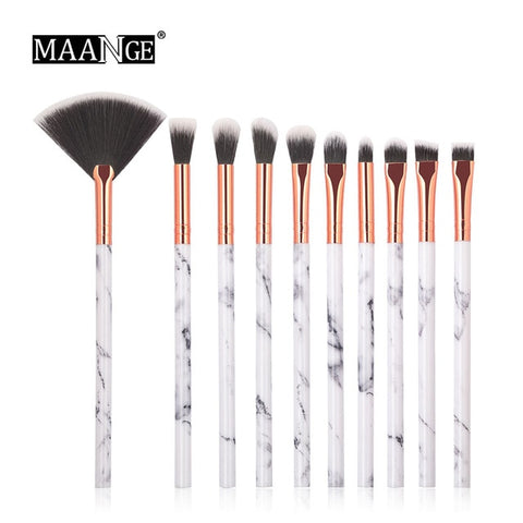 MAANGE Pro 10 Pcs professional makeup brush Set tools Powder Foundation Eyeshadow Lip Eyeliner Blush Marble Face Makeup Brushes