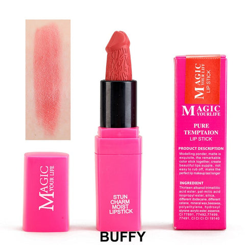 12 Colors Penis Shape Mushroom Long Lasting Moisture Cosmetic Lipstick Lips Makeup Waterproof Lipstick