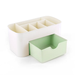 1Pc  3 Color Portable Desktop Storage Box Plastic Scissors Organizer Jewelry Nail Polish Pen Makeup Brushes Kit Container Tool