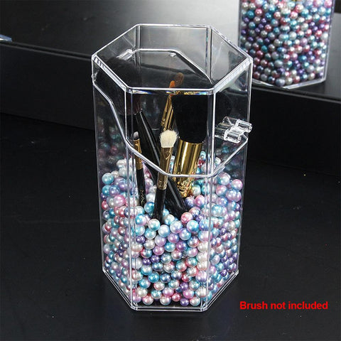 Makeup Brush Holder Storage Box Pearl Cosmetic Case With Cover Acrylic Makeup Organizer Cosmetic Tool Holder Without Brush