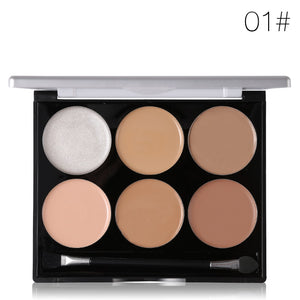 Miss Rose Face Foundation Makeup 6 Color Concealer Palette Base Corrector Contour Kit Highlighter Concealer Cream Long-Lasting