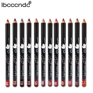 12 Kleuren/Set Sexy Matte Lip Stick Lipliner Lip Liner Potlood Mat Naakt Lipsliner Pen Set Beauty Make-Up Tool cosmetische