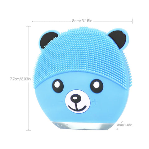 Cartoon Bear Electronic Silicone Facial Cleaning Brush Ultrasonic Beauty Instrument Rechargeable Facial Care Tool 4 Colors P54