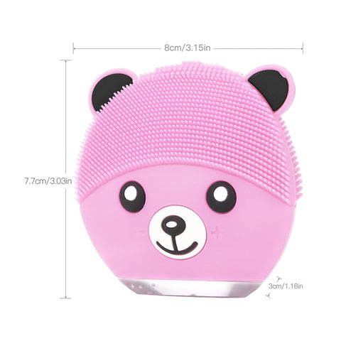 Cartoon Bear Electronic Silicone Facial Cleaning Brush Ultrasonic Beauty Instrument Rechargeable Facial Care Tool 4 Colors P54