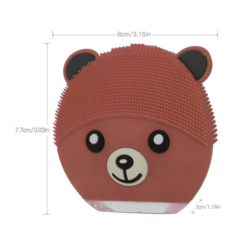 Cartoon Bear Electronic Silicone Facial Cleaning Brush Ultrasonic Beauty Instrument Rechargeable Facial Care Tool 4 Colors P54