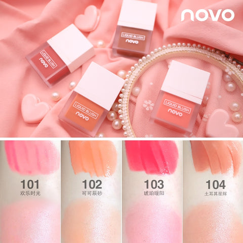 NOVO Juice Liquid Blusher 4Colors Cheek Makeup Matte Waterproof Long Lasting Easy to Wear for students office and causal use