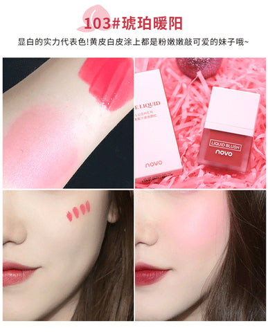 NOVO Juice Liquid Blusher 4Colors Cheek Makeup Matte Waterproof Long Lasting Easy to Wear for students office and causal use