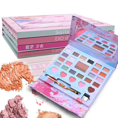 Sailor Moon 26 Colors Eye Makeup Nude Matte Shimmer Eyeshadow Pallete Glitter Powder Eye Shadow Smoky Shadows Brush Set Pigment