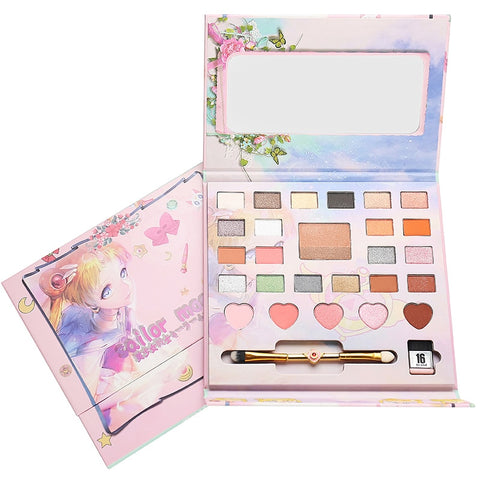 Sailor Moon 26 Colors Eye Makeup Nude Matte Shimmer Eyeshadow Pallete Glitter Powder Eye Shadow Smoky Shadows Brush Set Pigment