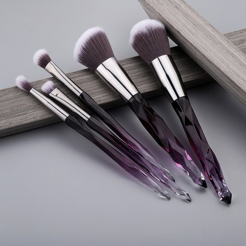 FLD 10Pcs Crystal Makeup Brushes Set Powder Foundation Fan Brush Eye Shadow Eyebrow Professional Blush Makeup Brush Tools