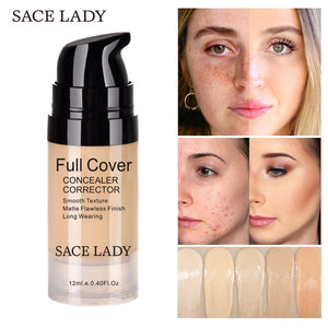 SACE LADY Face Concealer Cream Full Cover Makeup Liquid Facial Corrector Waterproof Base Make Up for Eye Dark Circles Cosmetic