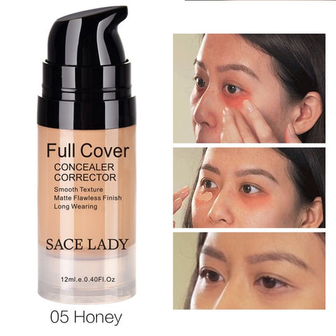 SACE LADY Face Concealer Cream Full Cover Makeup Liquid Facial Corrector Waterproof Base Make Up for Eye Dark Circles Cosmetic