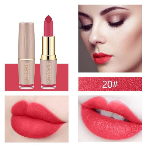 MISS ROSE Brand Lipstick Lips Cosmetics Moisturizer Easy to Wear Pigments Waterproof Velvet Matte Lip Stick Batom Makeup