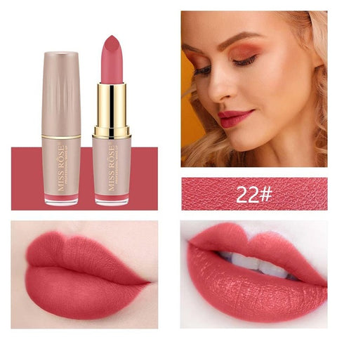 MISS ROSE Brand Lipstick Lips Cosmetics Moisturizer Easy to Wear Pigments Waterproof Velvet Matte Lip Stick Batom Makeup