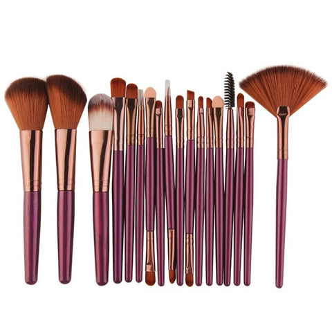 Maange 18 pçs pincéis de maquiagem conjunto cosméticos sombra de olho em pó fundação blush delineador lábio beleza compõem kit ferramenta