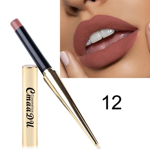 Hot Sales 12 Colors Matte Lipsticks Waterproof Long Lasting Lips Makeup Pigment Nude Sexy Red Lip Tint Matte Lipstick Cosmetic