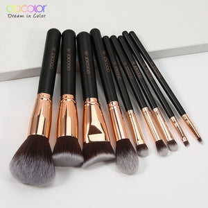 Docolor pincéis de maquiagem conjunto para fundação pó mistura eyeshadow sobrancelha compõem escova punho madeira cosméticos ferramentas beleza