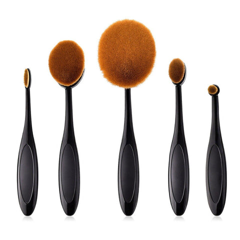 Professional 10 pcs/set Rose Gold Oval Makeup Brushes set Super Soft Makeup Brush Set Foundation Powder Brush Comestic Tools Kit