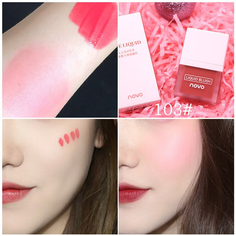 NOVO Makeup Face Liquid Blusher Sleek Silky Juice Blush Long Lasting Natural Cheek Blush Face Contour Make Up Korean Waterproof