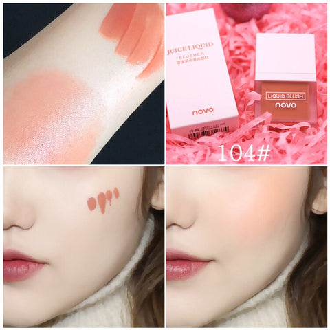 NOVO Makeup Face Liquid Blusher Sleek Silky Juice Blush Long Lasting Natural Cheek Blush Face Contour Make Up Korean Waterproof