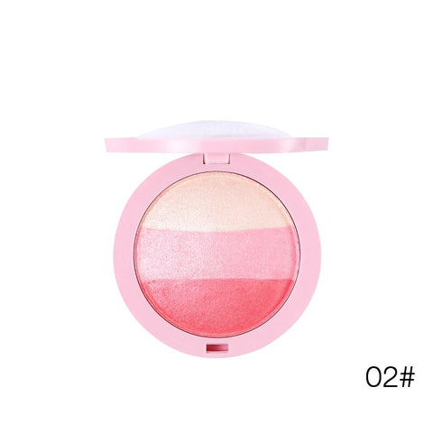 BY NANDA 3 Colors Baked Blush Makeup Natural Baked Blusher Powder Palette Charming Cheek Color Make Up Face Blusher Cosmetic