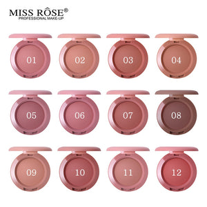 12 Colors Miss Rose Blush Palette Peach Cheek Shimmer Matte Bronzer Singel Blusher Face Contour Cosmetics Makeup Powder