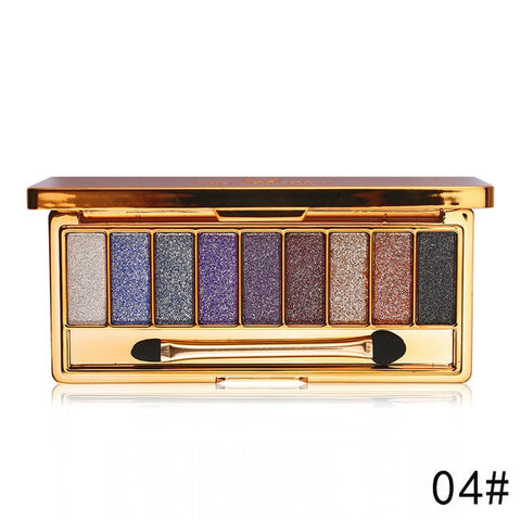 Professional Eye Shadow Pallete Makeup 9 Colors Diamond Bright Glitter Shiny Eyeshadow Make Up Palette Waterproof With Brush