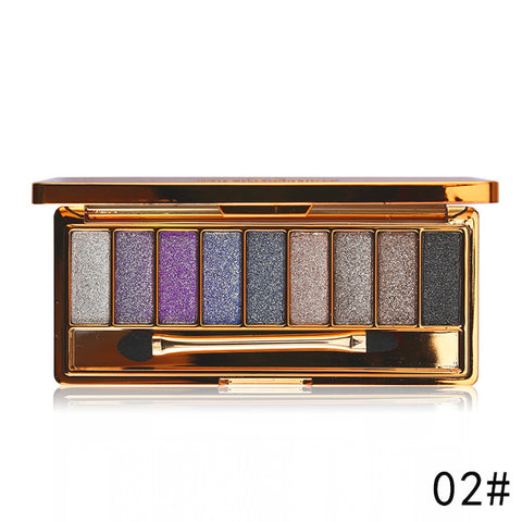 Professional Eye Shadow Pallete Makeup 9 Colors Diamond Bright Glitter Shiny Eyeshadow Make Up Palette Waterproof With Brush