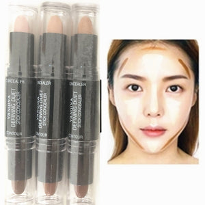 Facial Concealer High-gloss Foundation Foundation Contour Stick Beauty Makeup Cream Concealer Camouflage Pen 2-in-1 Double-heade